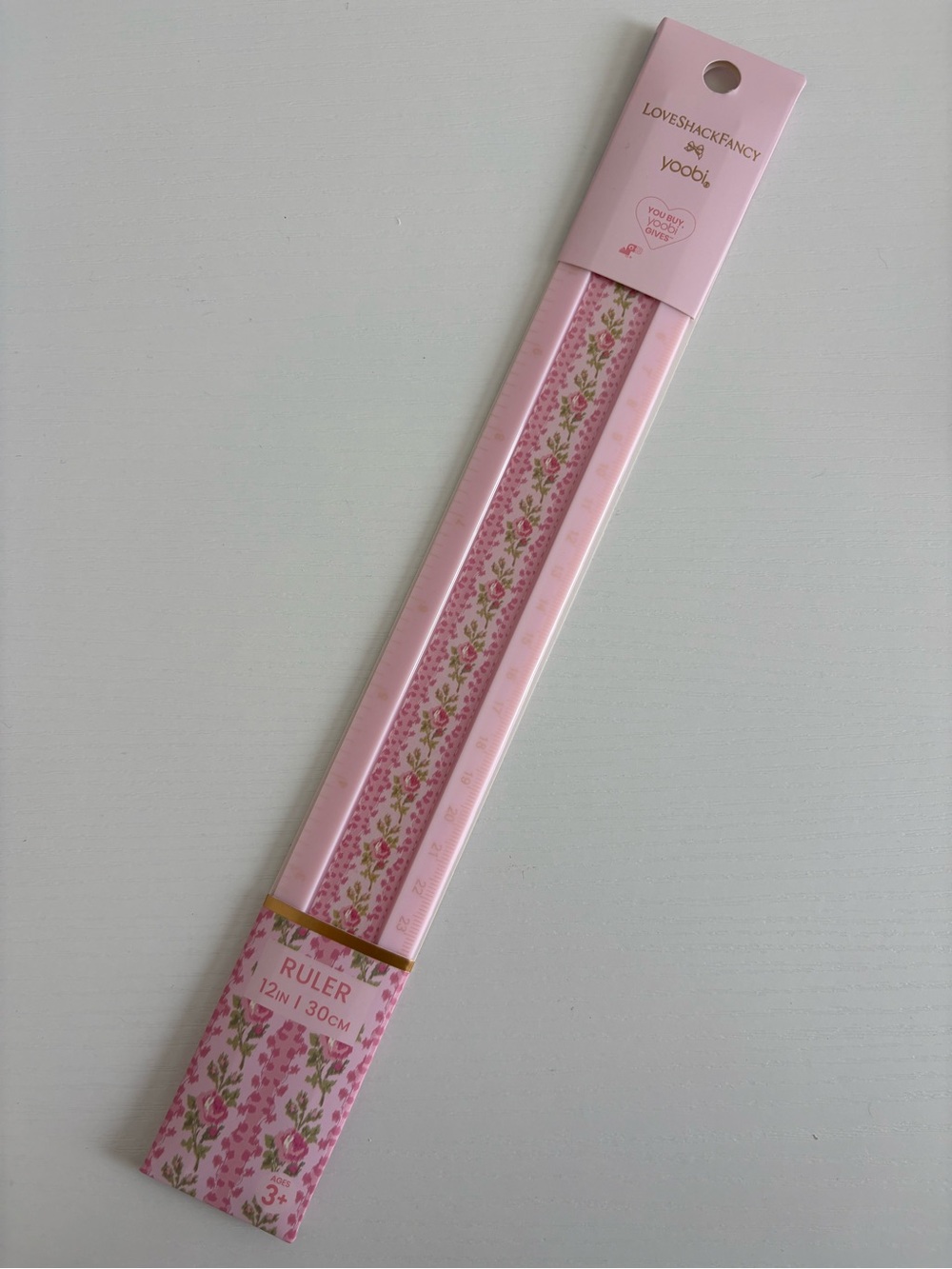 LoveShackFancy Pink Floral 12in Ruler
